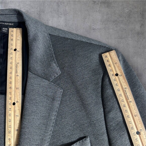 BANANA REPUBLIC Slim fit Mens Blazer 42R Gray Sport Coat 2-Button Jacket Stretch - Picture 8 of 13